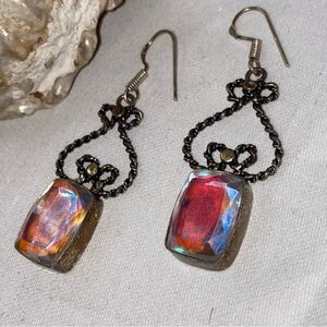 Sparkly Pink Rainbow Topaz statement earrings
